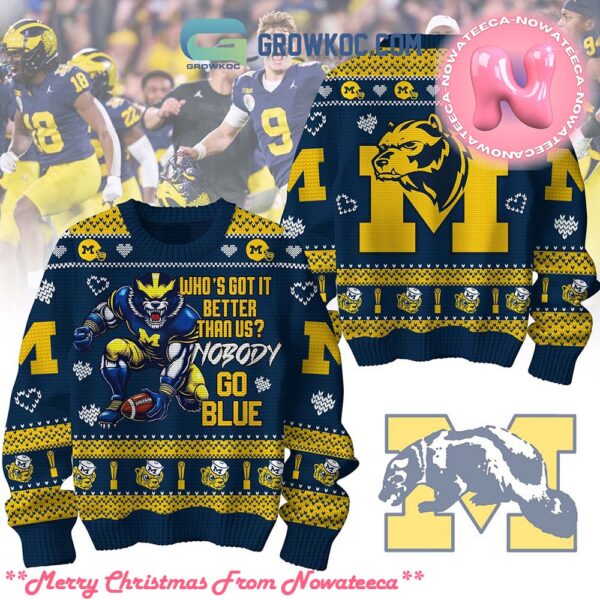 Michigan Wolverines Nobody Better Than Us Ugly Christmas Sweater Gift For Holiday