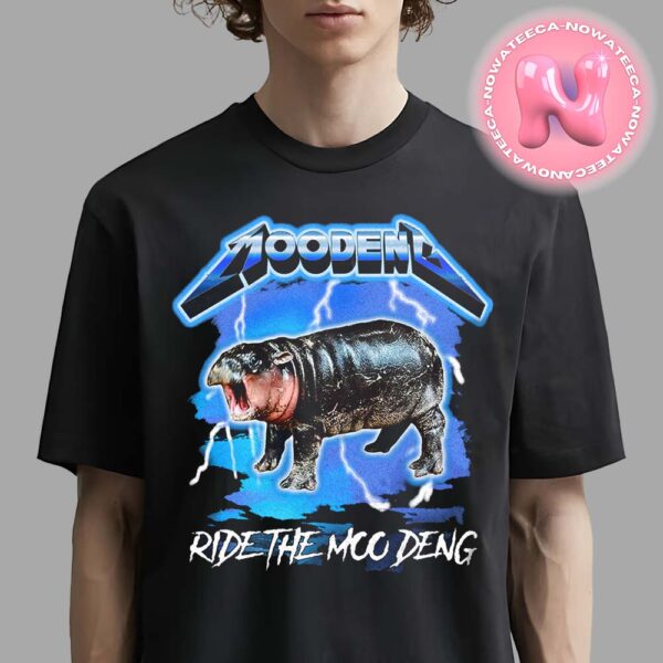 Moo Deng Ride The Moo Deng Cover Metallica Ride The Lightning Funny Parody Unisex T-Shirt