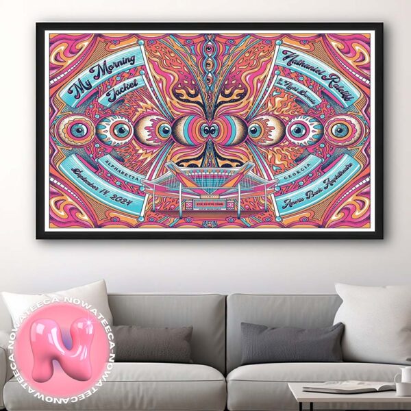 My Morning Jacket With Nathaniel Rateliff Live Show Concert Poster For Ameris Bank Amphitheatre For their Eye to Eye Tour On September 14th 2024 Home Decor Poster Canvas