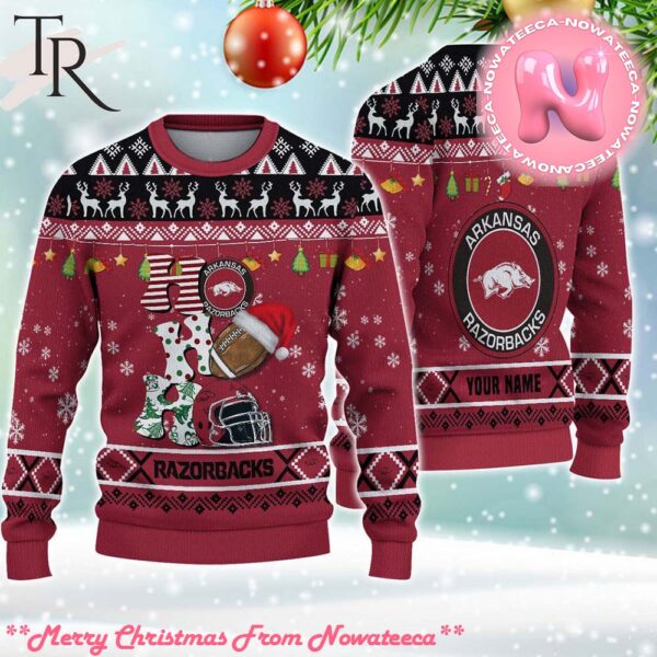 NCAA Arkansas Razorbacks HO HO HO Ugly Christmas Sweater Gift For Men And Women