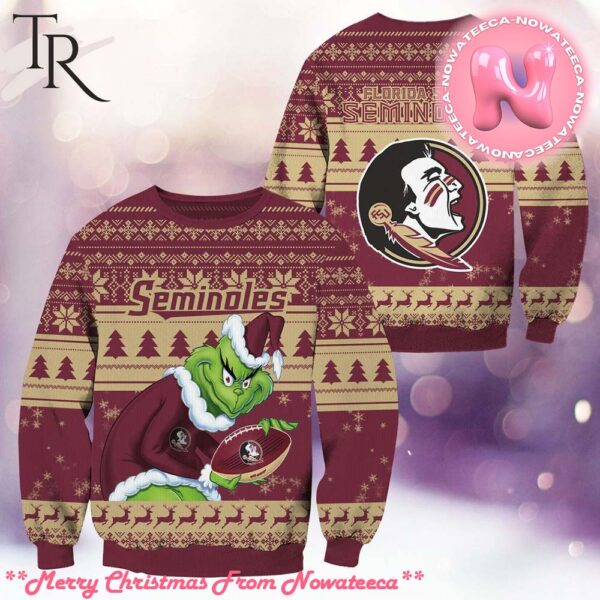 NCAA Florida State Seminoles Grinch Christmas Ugly Sweater Gift For Men And Women