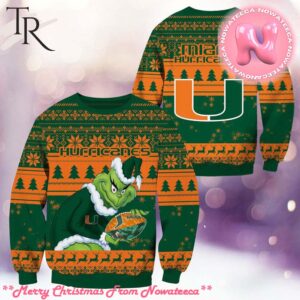 NCAA Miami Hurricanes Grinch Christmas Ugly Sweater Gift For Men And Women