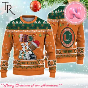 NCAA Miami Hurricanes HO HO HO Ugly Christmas Sweater Gift For Men And Women