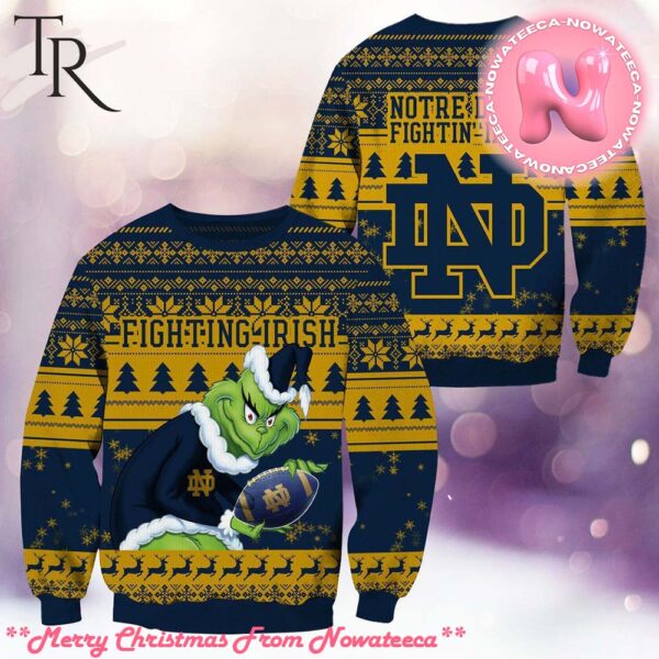 NCAA Notre Dame Fighting Irish Grinch Christmas Ugly Sweater Gift For Men And Women