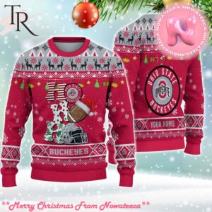 NCAA Ohio State Buckeyes HO HO HO Ugly Christmas Sweater Gift For Men And Women