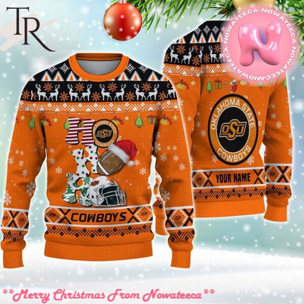 NCAA Oklahoma State Cowboys HO HO HO Ugly Christmas Sweater Gift For Men And Women