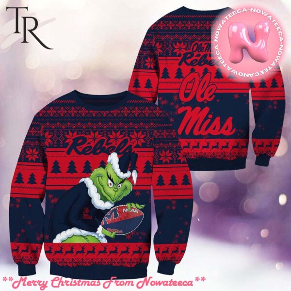 NCAA Ole Miss Rebels Grinch Christmas Ugly Sweater Gift For Men And Women