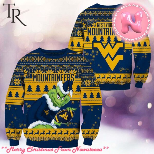 NCAA West Virginia Mountaineers Grinch Christmas Ugly Sweater Gift For Men And Women