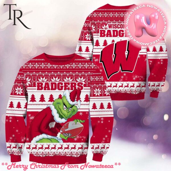 NCAA Wisconsin Badgers Grinch Christmas Ugly Sweater Gift For Men And Women