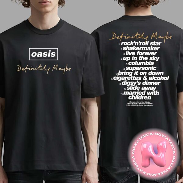 Oasis Definitely Maybe 30th Anniversary Merch Tracklist Limited Tee Two Sides Unisex T-Shirt