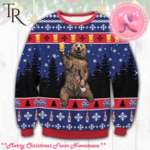 Pabst Blue Ribbon Bear Ugly Sweater Gift For Men And Women