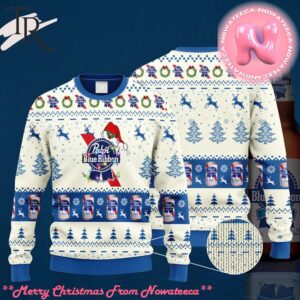 Pabst Blue Ribbon Santa Hat Christmas Ugly Christmas Sweater Gift For Men And Women