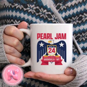 Pearl Jam Concert For Show Event For Grizzly Stadium Washington In Missoula MT On August 22th 2024 Official Logo Bald Eagle Art Coffee Ceramic Mug