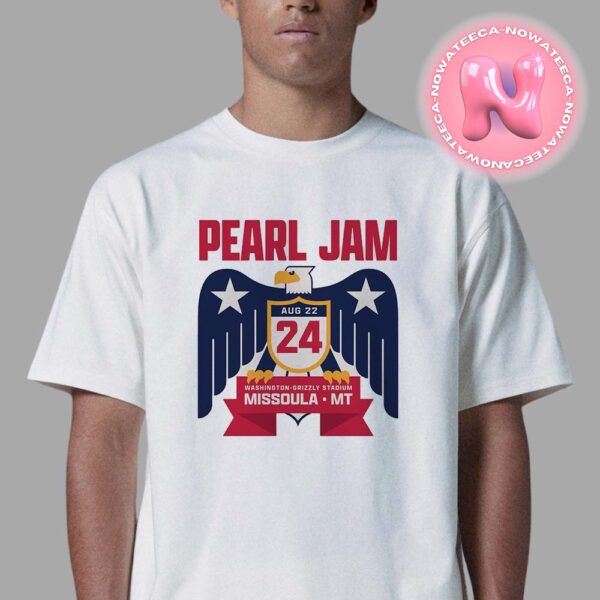 Pearl Jam Concert For Show Event For Grizzly Stadium Washington In Missoula MT On August 22th 2024 Official Logo Bald Eagle Art Unisex T-Shirt