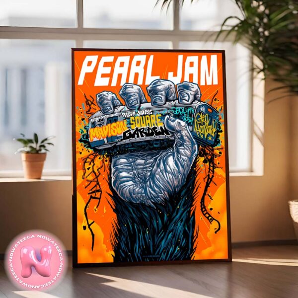 Pearl Jam Event Poster Night Two For Madison Square Garden New York City With Glen Hansard On September 4th 2024 Monkey Hand Art By Munk One Home Decor Poster Canvas