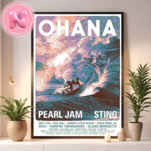 Pearl Jam With Ohana Festival Live Show Concert Event Poster For Doheny State Beach In Dana Point CA On September 27th And 29th 2024 Home Decor Poster Canvas