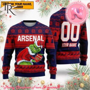 Personalized EPL Arsenal Grinch Ugly Sweater All Over Print For Fan Limited Edition Gift For Men And Women