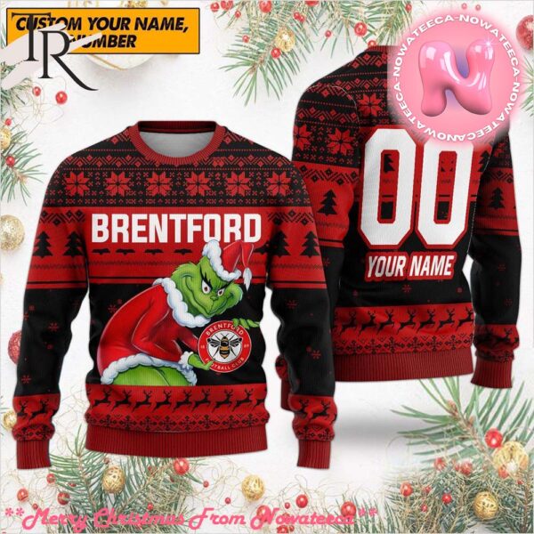 Personalized EPL Brentford Grinch Ugly Sweater All Over Print For Fan Limited Edition Gift For Men And Women