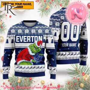 Personalized EPL Everton Grinch Ugly Sweater All Over Print For Fan Limited Edition Gift For Men And Women