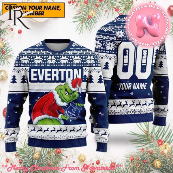 Personalized EPL Everton Grinch Ugly Sweater All Over Print For Fan Limited Edition Gift For Men And Women