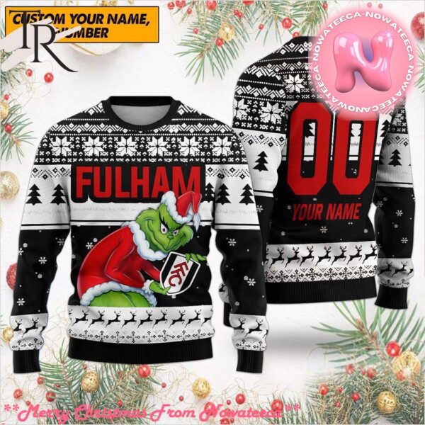 Personalized EPL Fulham Grinch Ugly Sweater All Over Print For Fan Limited Edition Gift For Men And Women