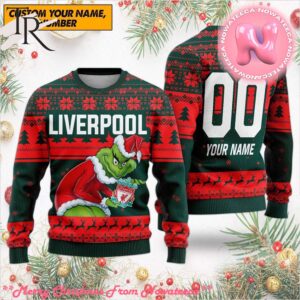 Personalized EPL Liverpool Grinch Ugly Sweater All Over Print For Fan Limited Edition Gift For Men And Women