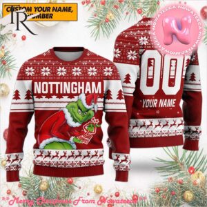 Personalized EPL Nottingham Grinch Ugly Sweater All Over Print For Fan Limited Edition Gift For Men And Women