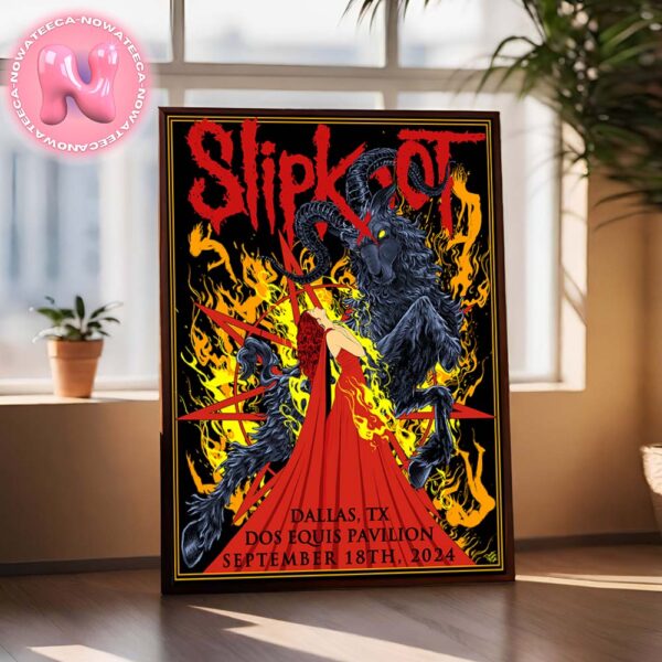 Slipknot 25th Annivesary Tour 2024 Poster For Dos Equis Pavilion In Dallas TX On September 18th 2024 Home Decor Poster Canvas