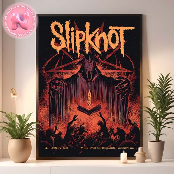 Slipknot Concert Live Show Music Poster For White River Amphitheatre In Auburn WA On September 7th 2024 Home Decor Poster Canvas