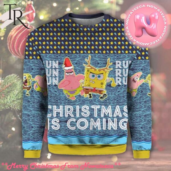 Spongebob Nickelodeon Run Run Christmas Is Coming Ugly Sweater Gift For Men And Women