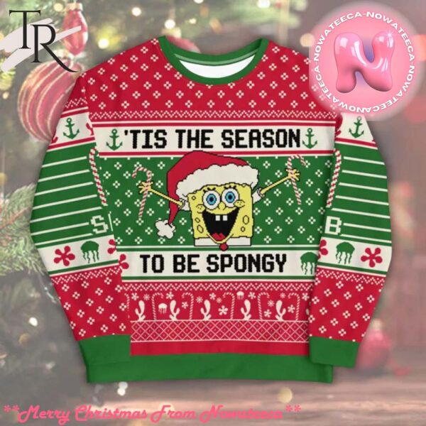 Spongebob Nickelodeon Tis The Season To Be Spongy Ugly Sweater Gift For Men And Women