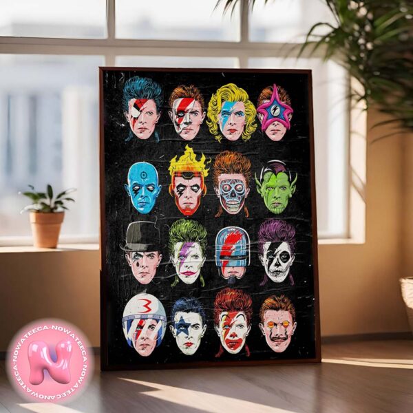 The Floating Heads Of David Bowie By Billy The Butcher Home Decor Poster Canvas