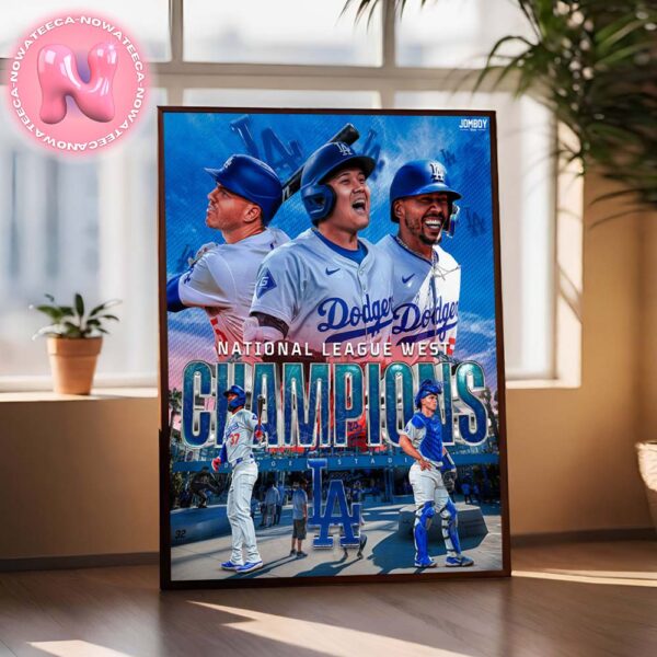 The Los Angeles Dodgers Are Al West Champions MLb 2024 Season 11th Time In 12 Years Home Decor Poster Canvas