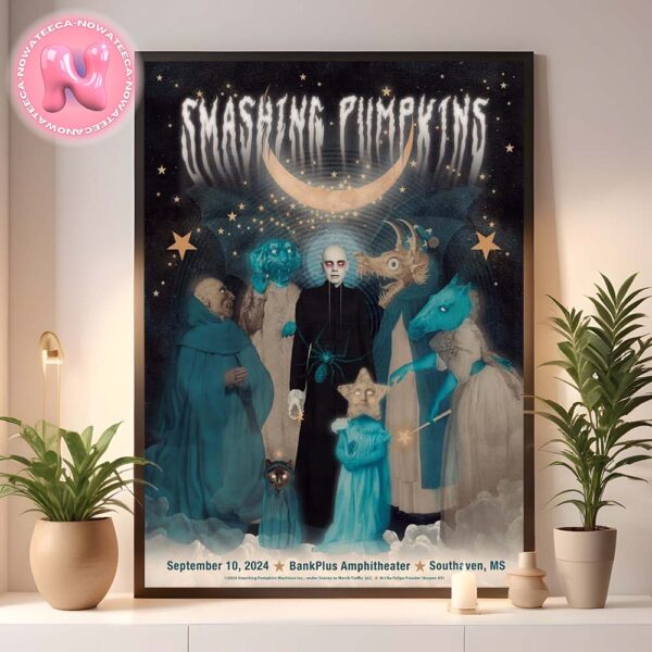 The Smashing Pumpkins Live Show Poster For Bank Plus Amphitheater In Southaven MS On September 10th 2024 Home Decor Poster Canvas