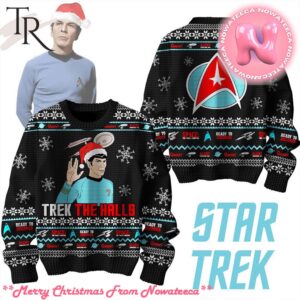 Trek The Halls Space The Final Frontier Ready To Discover Albert Condition Red Star Trek Ugly Sweater Gift For Men And Women