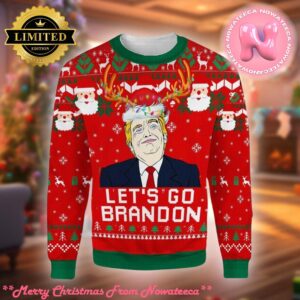 Trump Ugly Sweater Lets Go Brandon Funny Santa Gift For Family Ugly Christmas Sweater