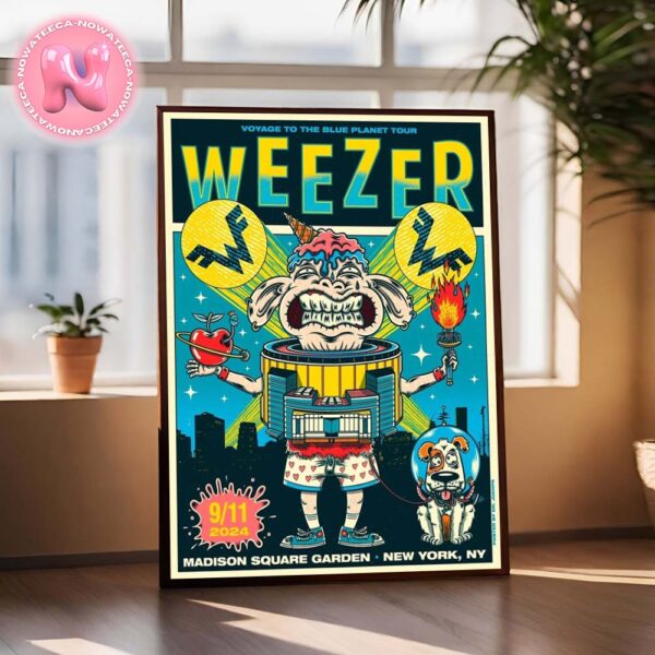 Weezer Voyage To Blue Planet Tour Live Show Poster For The Madison Square Garden In New York NY On September 11th 2024 Home Decor Poster Canvas