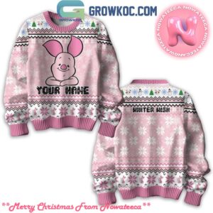 Winnie The Pooh Piglet Winter Wish Personalized Ugly Christmas Sweater Gift For Holiday