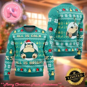 All Is Calm All Bright Snorlax Pokemon Ugly Christmas Sweater Holiday Gift Ugly Christmas Sweater