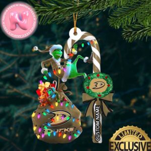 Anaheim Ducks NHL Grinch Candy Cane Personalized Xmas Gifts Christmas Tree Decorations Ornament