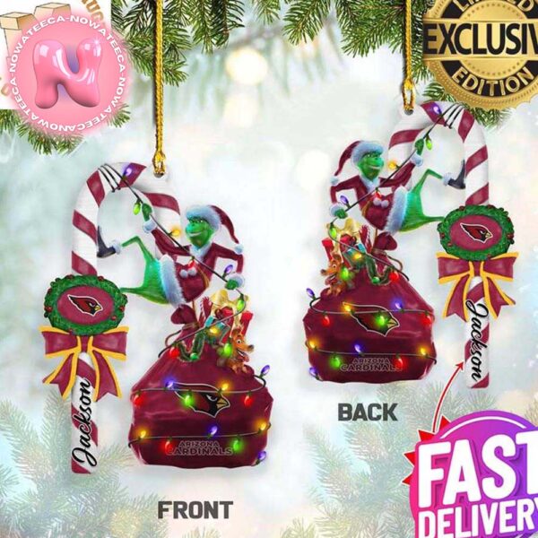 Arizona Cardinals NFL Grinch Candy Cane Personalized Xmas Gifts Christmas Tree Decorations Ornament