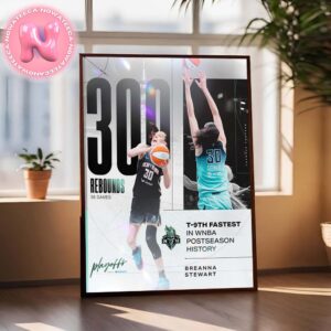 Breanna Stewart Is The T-9th Fastest In WNBA 2024 MLB Postseason History 300 Rebounds 36 Games Home Decor Poster Canvas