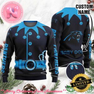 Carolina Panthers Ugly Sweater Custom Name NFL Football Gift For Holiday