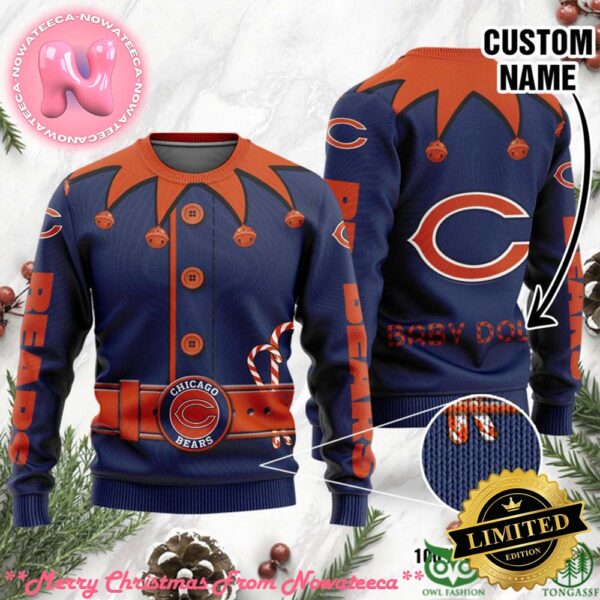 Chicago Bears Ugly Sweater Custom Name NFL Football Gift For Holiday