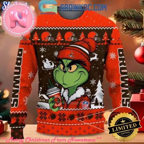 Cleveland Browns Grinch Stolen Christmas 2024 Grinchmas Gift For Family Ugly Christmas Sweater