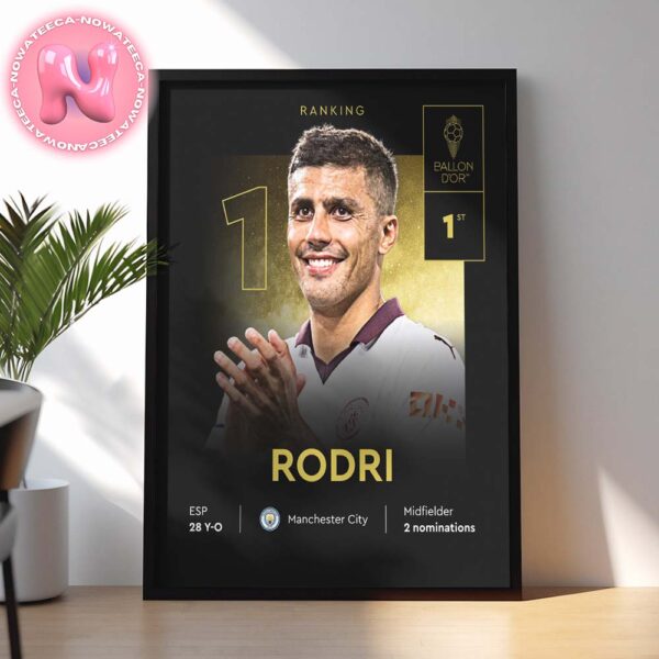 Congrats To Rodri From Manchester City Is The 2024 Mens Ballon D Or Home Decor Poster Canvas