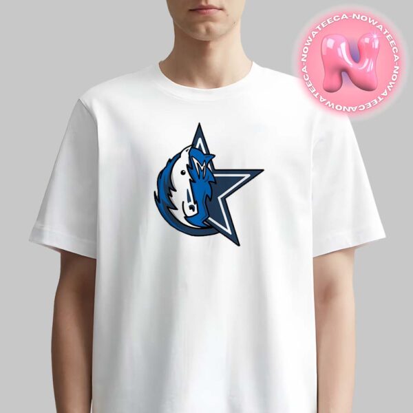 Dallas Cowboys And Dallas Mavericks Combined NFL x NBA Logos Dallas Sport Teams Unisex T-Shirt