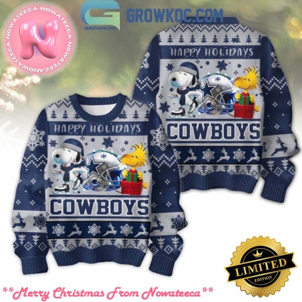 Dallas Cowboys Snoopy Happy Holiday Merry Christmas Football Gift For Family Ugly Christmas Sweater