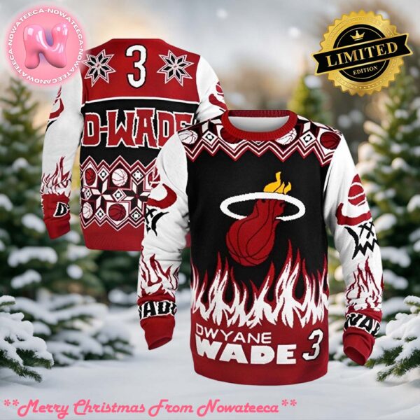 Dwyane Wade Miami Heat Klew Red Ugly Sweater Holiday Ugly Christmas Sweater