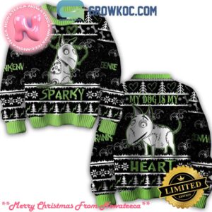 Frankenweenie Sparky My Dog Is My Heart Halloween Gift For Family Ugly Christmas Sweater